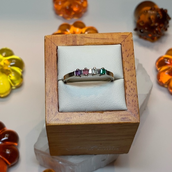 14K AAJ Multi-Gem Stone Ring Size 7.5 - 7.75 - Picture 8 of 10